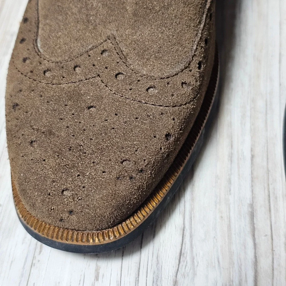 Brown & Blue Suede Brouge Wingtip Chelsea Boots made for Anthropologie by Petrie